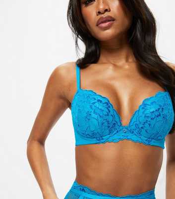 Ann Summers Turquoise Sexy Lace Two Tone Plunge Bra