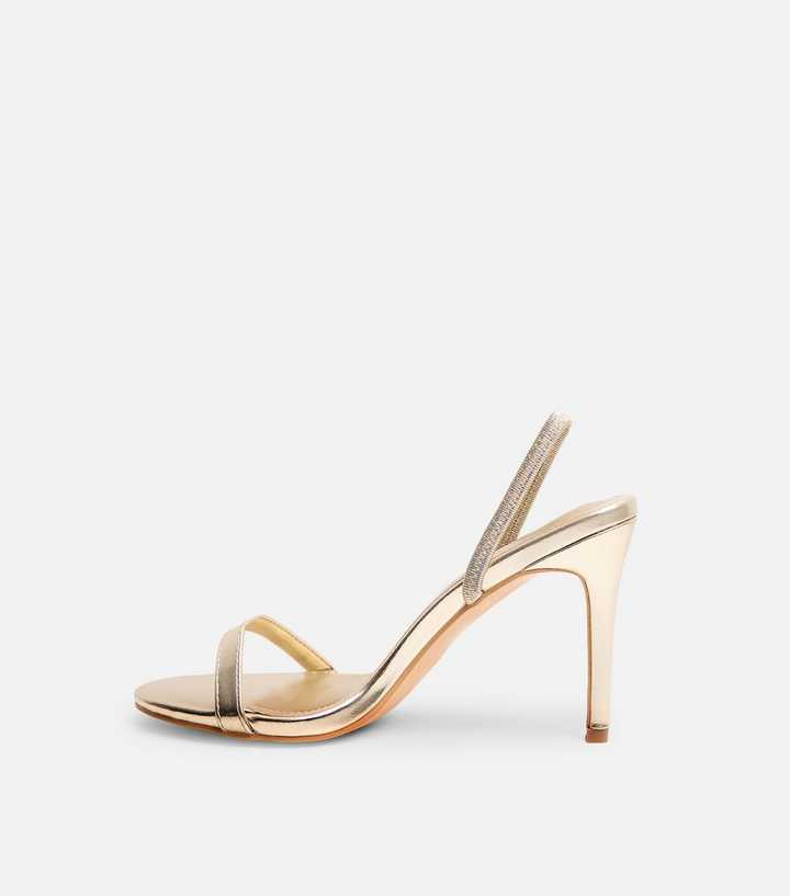 Public Desire Gold Barely Round Slingback Stiletto Sandals
