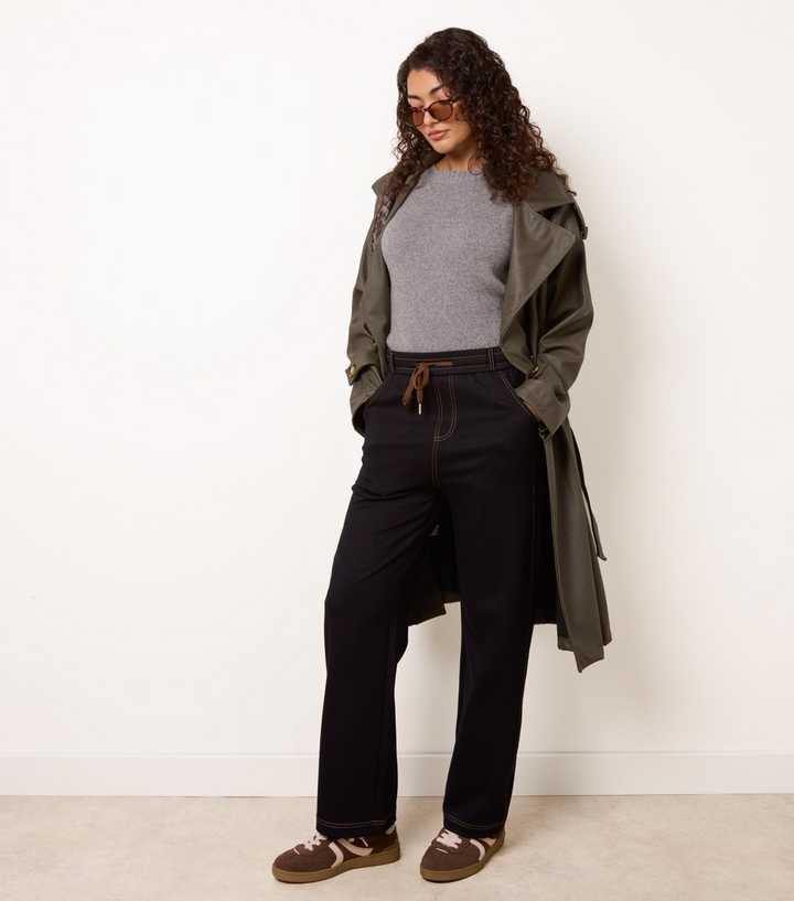 Blue Vanilla Dark Blue Contrast Stitch Drawstring Waist Trousers