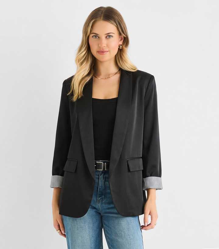 Gini London Black Pinstripe Lined Blazer