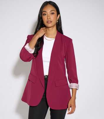 Gini London Dark Red Pinstripe Lined Blazer