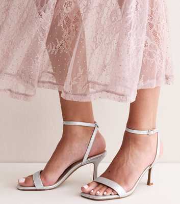 Silver Shimmer Faux Leather Heeled Sandals