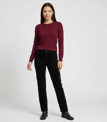 Gini London Black Corduroy Tapered Leg Trousers