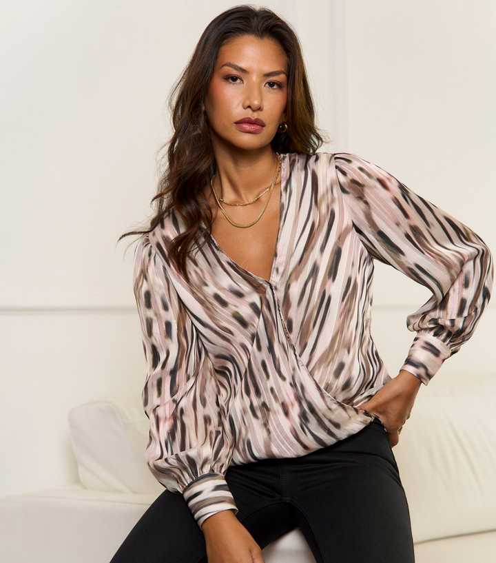 Gini London Off White Metallic Animal Print Blouse