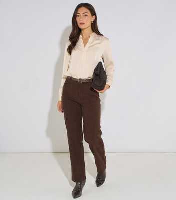 Gini London Dark Brown Straight Leg Trousers
