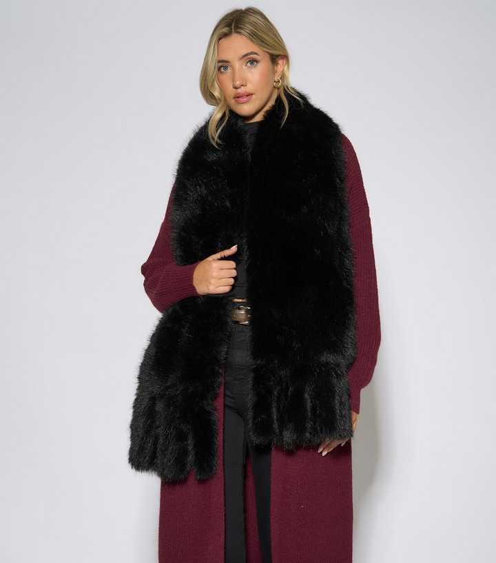 Gini London Black Faux Fur Scarf