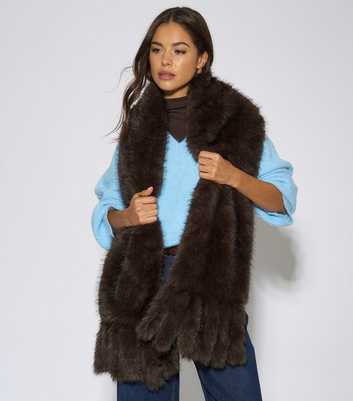 Gini London Dark Brown Faux Fur Scarf