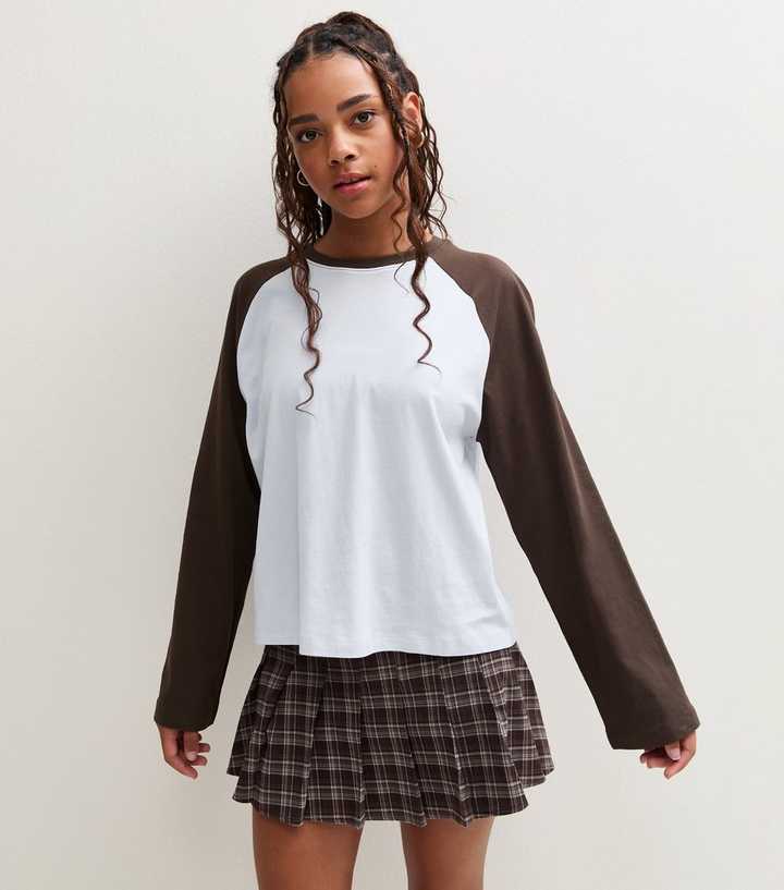 Girls Blue Cotton Boxy Fit Raglan Sleeve T-Shirt