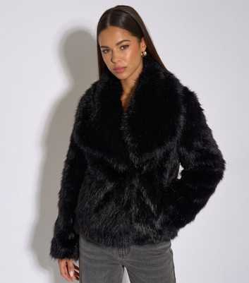 Gini London Black Ombre Faux Fur Jacket