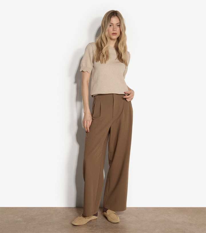 Apricot Stone Scalloped Knit Top