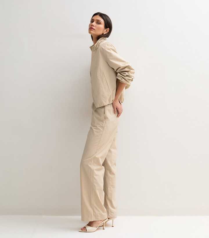 Stone Woven Wide Leg Trousers