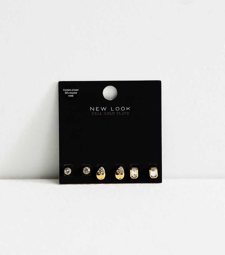 Pack Of 3 18ct Gold Plated Mix Stud Earrings