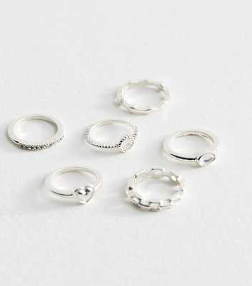 Pack of 6 Silver Tone Ring Stack