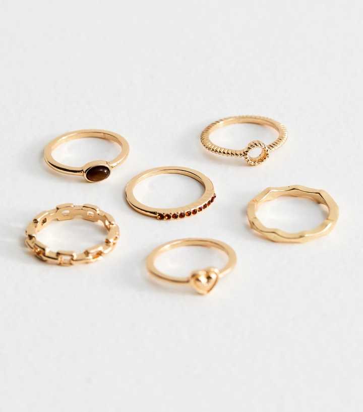 Pack of 6 Gold-Tone Rings