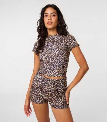 Pink Vanilla Brown Leopard Print Baby Tee T-Shirt