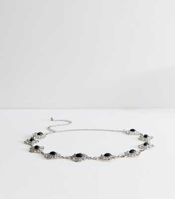 Silver Tone Gothic Medallion Chain Belt