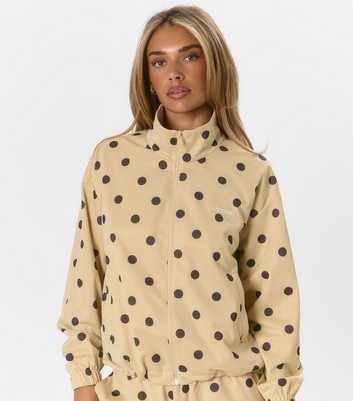 Peach:Fit Cream Polka Dot Zip Through Jacket