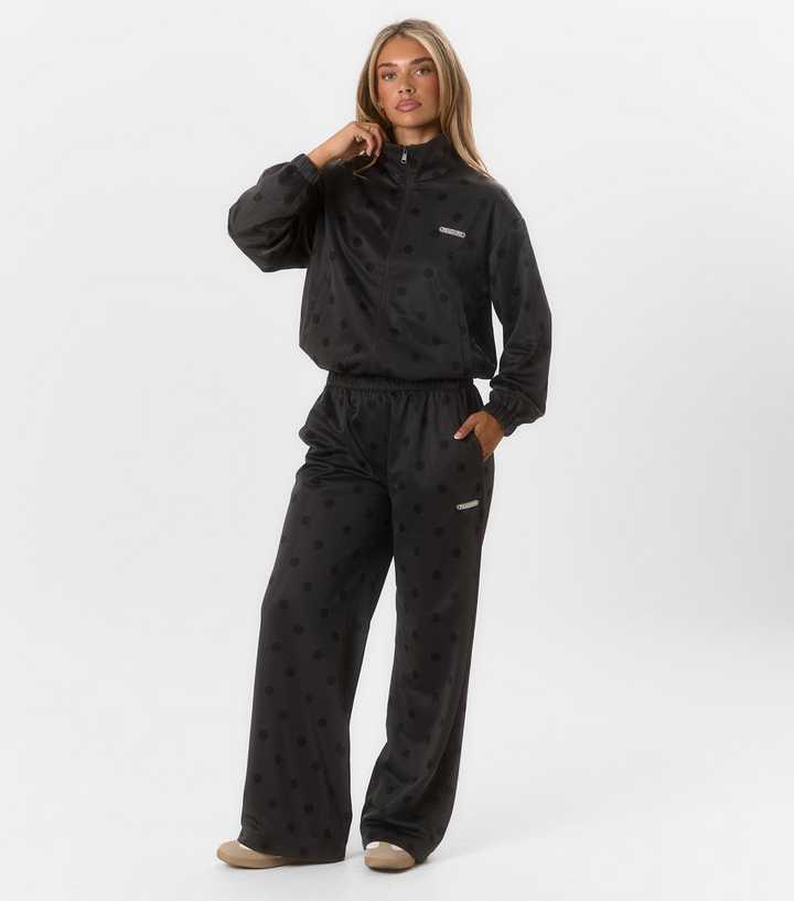 Peach:Fit Dark Grey Polka Dot Straight Leg Joggers