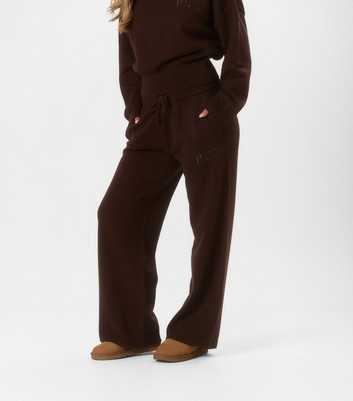 Peach:Fit Dark Brown Knitted Wide Leg Sophie Joggers