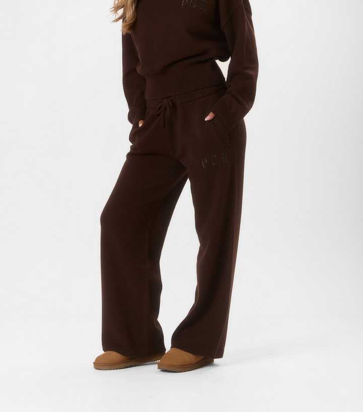 Peach:Fit Dark Brown Knitted Wide Leg Sophie Joggers