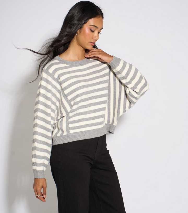 Gini London Grey Striped Long Sleeve Jumper