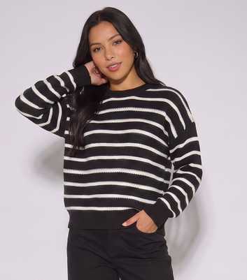 Gini London Black Striped Chunky Knit Jumper
