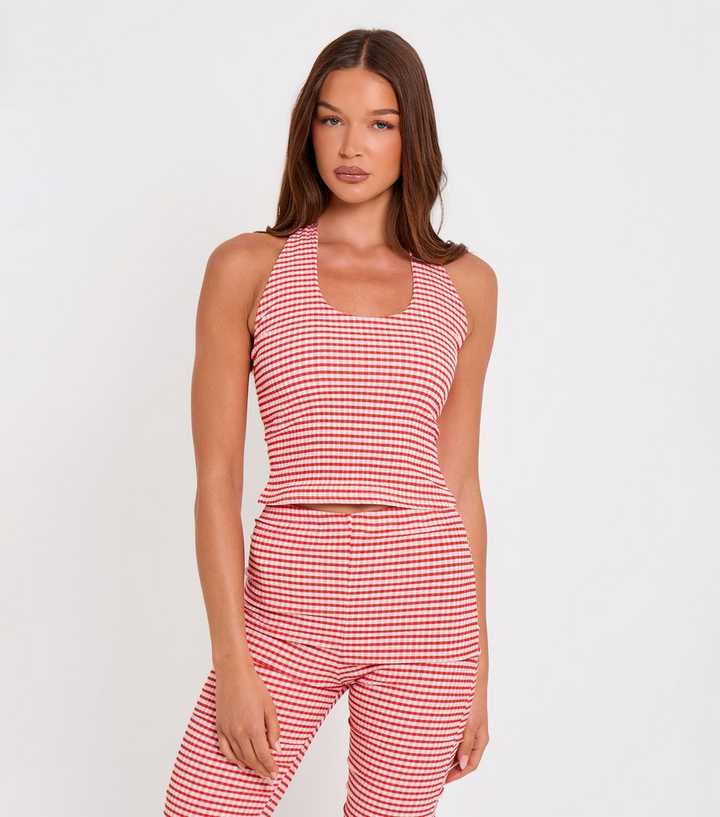 Public Desire Gingham Halter Neck Crop Top