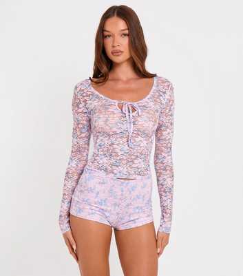 Public Desire Long Sleeve Sheer Lace Top