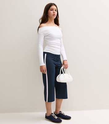 Girls Navy Mid Rise Capri Joggers