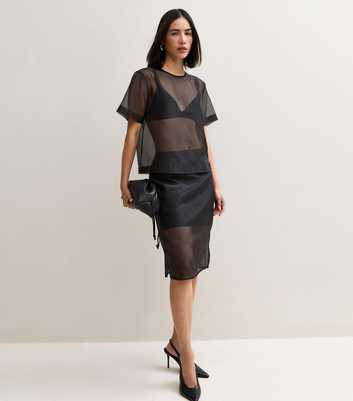 Black Sheer Organza T-Shirt