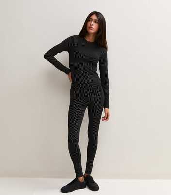 Black Cotton Rich Polka Dot High Waist Leggings