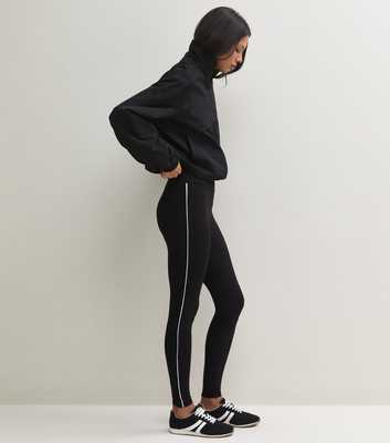 Black Side Stripe High Waist Leggings