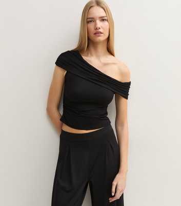 Black Slinky Off The Shoulder Top