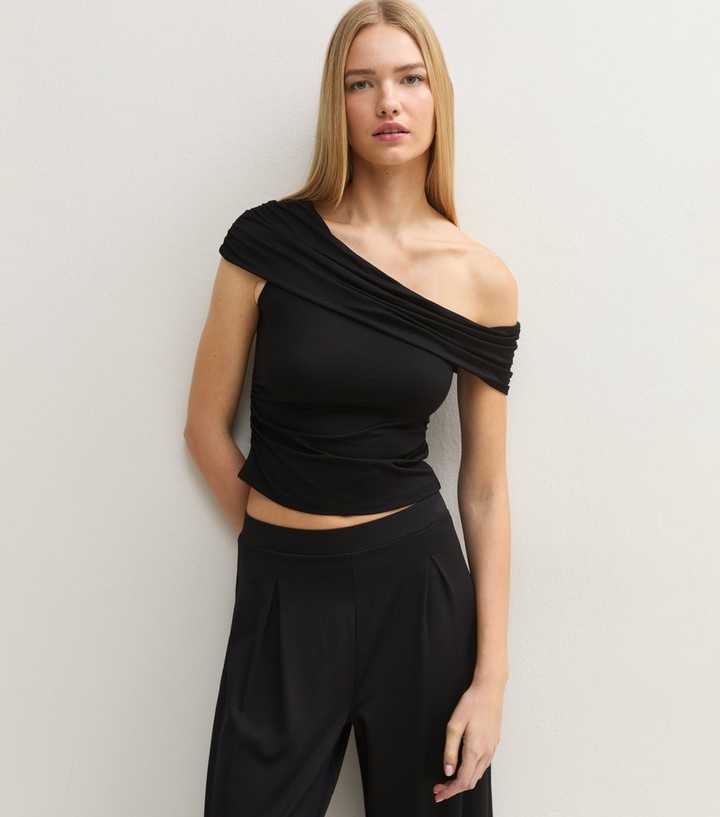 Black Slinky Off The Shoulder Top