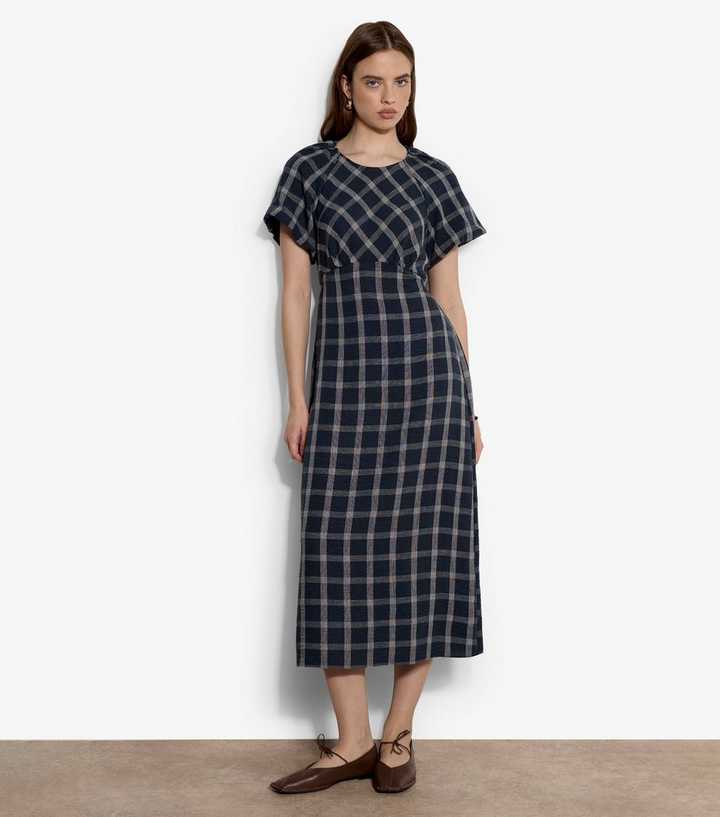 Apricot Navy Checked Midaxi Dress