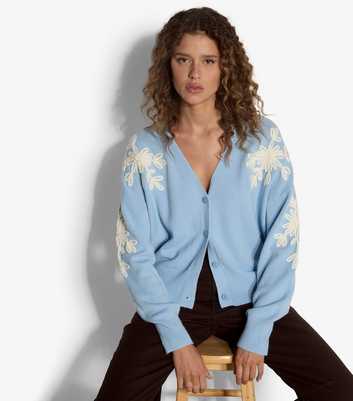 Apricot Blue Flower Knit Cardigan