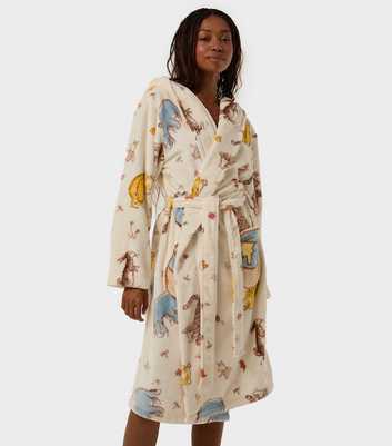 Skinnydip White Fleece Winne The Pooh Print Dressing Gown