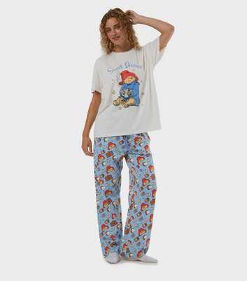 Skinnydip Blue Cotton Paddington Bear Print T-Shirt and Trousers Pyjama Set With Eye Mask