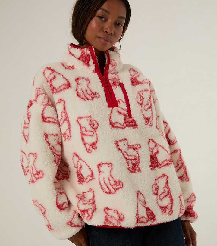 Skinnydip White Winnie the Pooh Outline Fleece Jacket