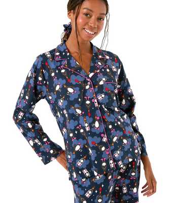 Skinnydip Penguin Print Long Sleeve Pyjama Set With Scrunchie