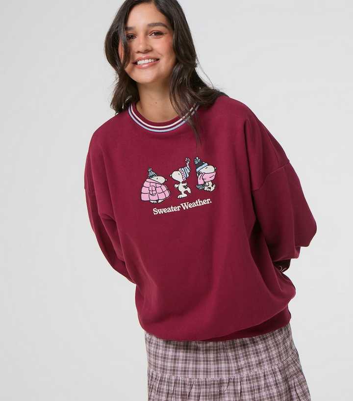 Skinnydip Brown Cotton Rich Snoopy Sweater Weather Oversized Sweatshirt