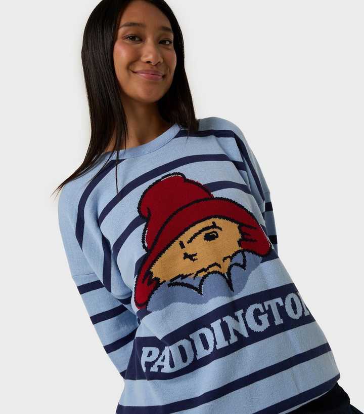 Skinnydip Mid Blue Striped Paddington Bear Oversized Knit Jumper