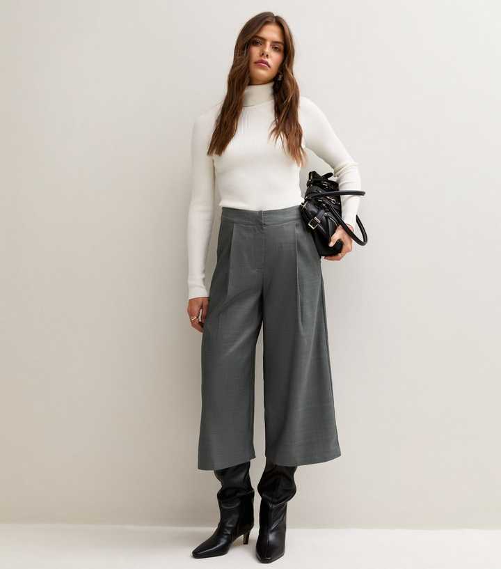 Dark Grey Tailored Wide Leg Front Pleat Jorts
