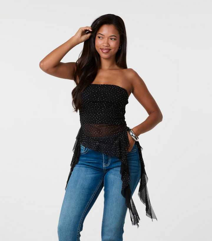 Pink Vanilla Black Asymmetric Bandeau Top