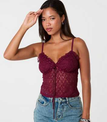 Pink Vanilla Dark Burgundy Lace Cami Top