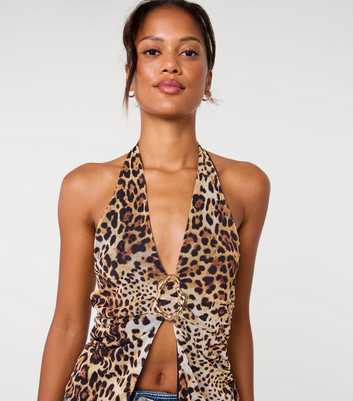 Pink Vanilla Multicolour Leopard Print Halter Neck Top