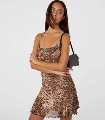 Pink Vanilla Multicolour Leopard Print Mesh Cowl Dress