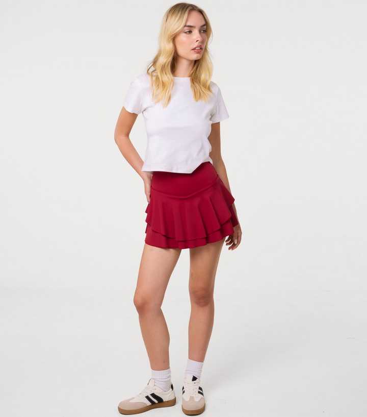 Pink Vanilla Dark Burgundy Jersey Ra Ra Mini Skirt