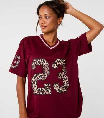 Pink Vanilla Burgundy Leopard Print 23 Sports Jersey Top