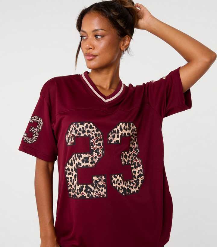 Pink Vanilla Burgundy Leopard Print 23 Sports Jersey Top